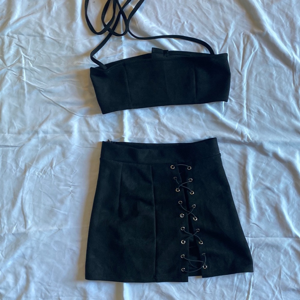 Black dress two piece tie up skirt